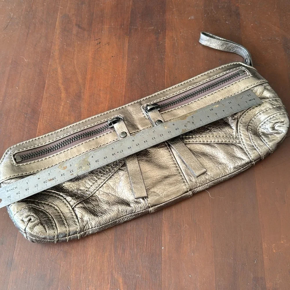 Andrew Marc metallic gunmetal clutch - Picture 4 of 8